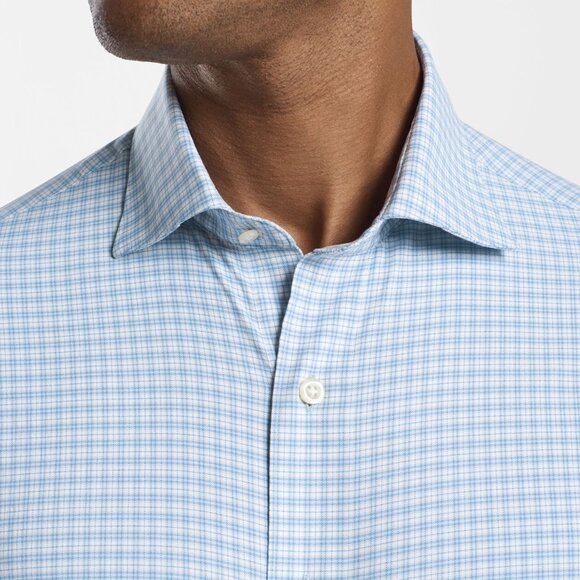 Peter Millar Wes Stretch Nylon Sport Shirt in Light Blue Mens LG Crown Crafted - Picture 3 of 12